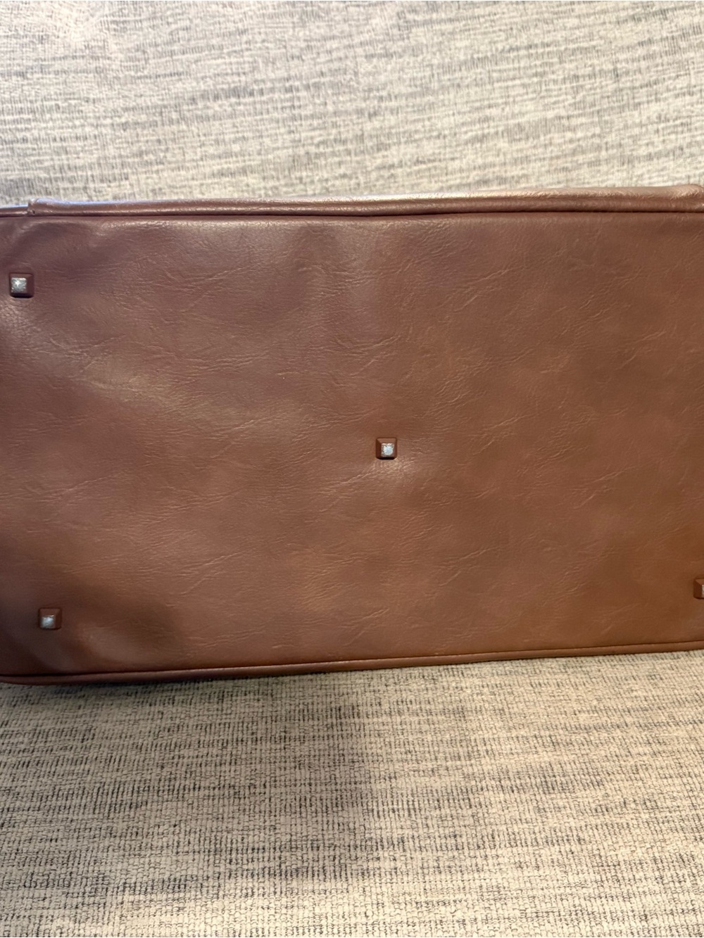 BEIS Brown Canvas Duffel with Leather Trim and Adjustable Strap - Picture 4 of 6